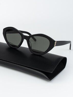 Saint Laurent Women Sunglasses Black Grey Cat Eye SLM60 006 NEW AUTHENTIC